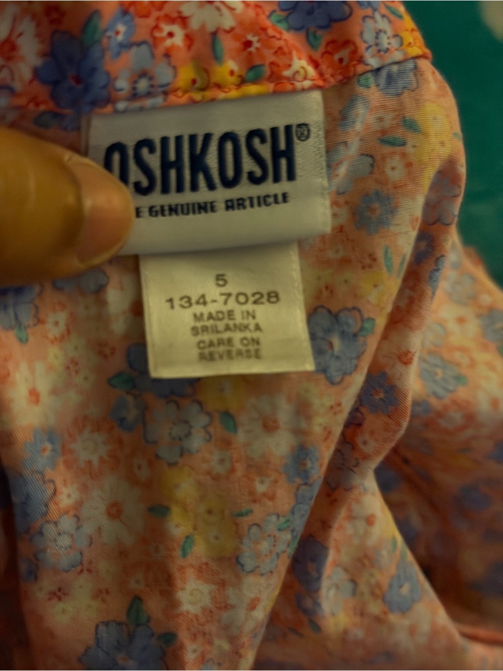OshKosh B'gosh Peach-Pink Floral button down shirt with Blue Flowers